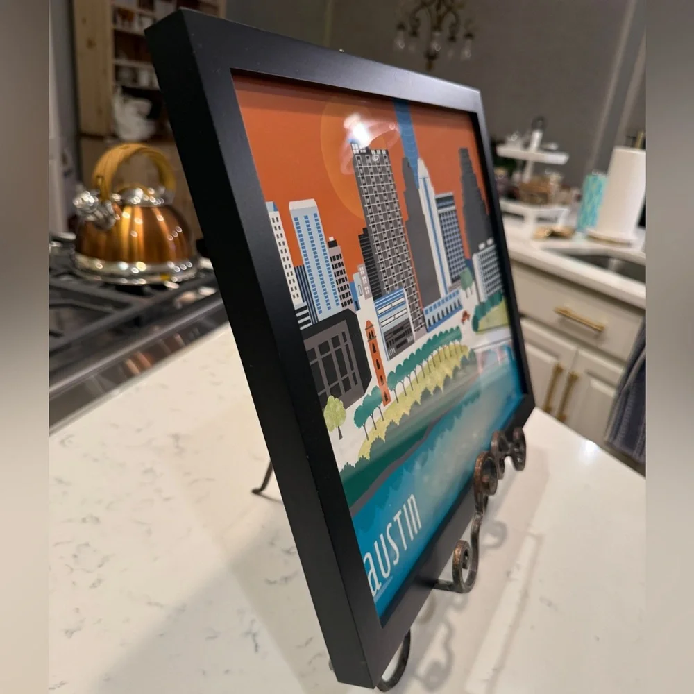 Austin Texas Horizontal Skyline Cityscape Framed Art Print by Karen Young